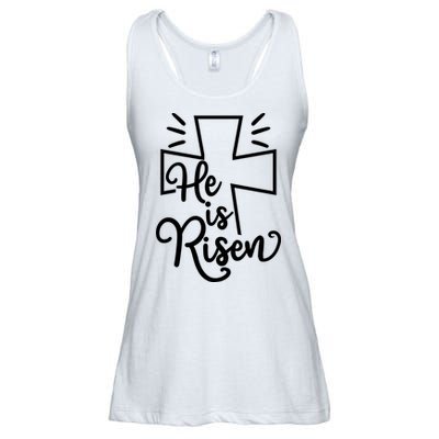 He Is Risen Jesus Cross Easter Ladies Essential Flowy Tank