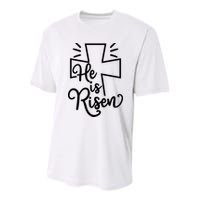 He Is Risen Jesus Cross Easter Youth Performance Sprint T-Shirt