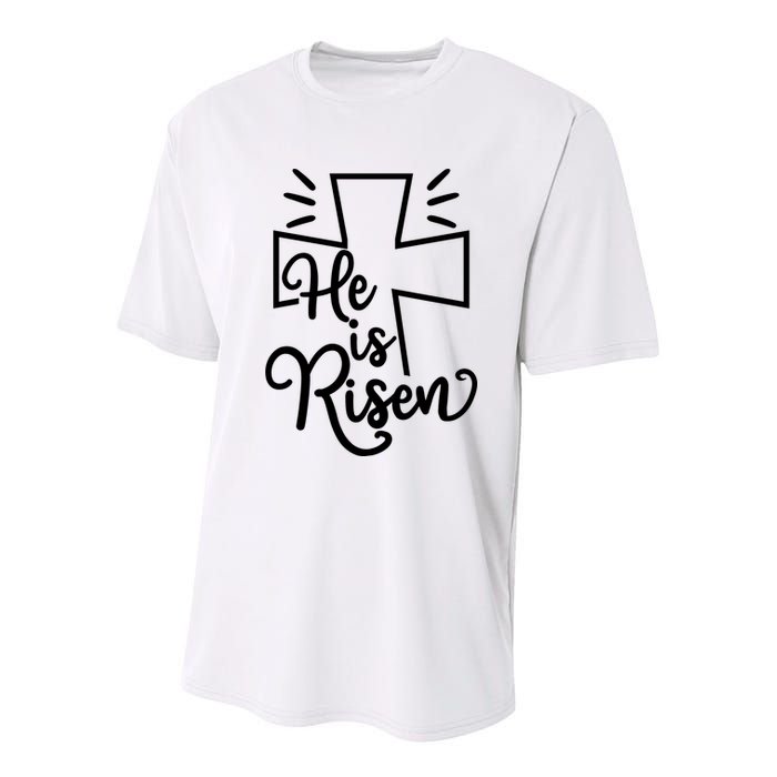 He Is Risen Jesus Cross Easter Youth Performance Sprint T-Shirt