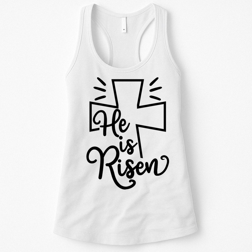 He Is Risen Jesus Cross Easter Womens Tank Top