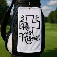 He Is Risen Jesus Cross Easter Golf Towel
