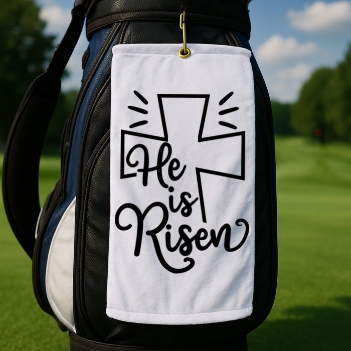 He Is Risen Jesus Cross Easter Golf Towel