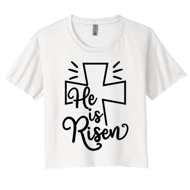 He Is Risen Jesus Cross Easter Crop Top