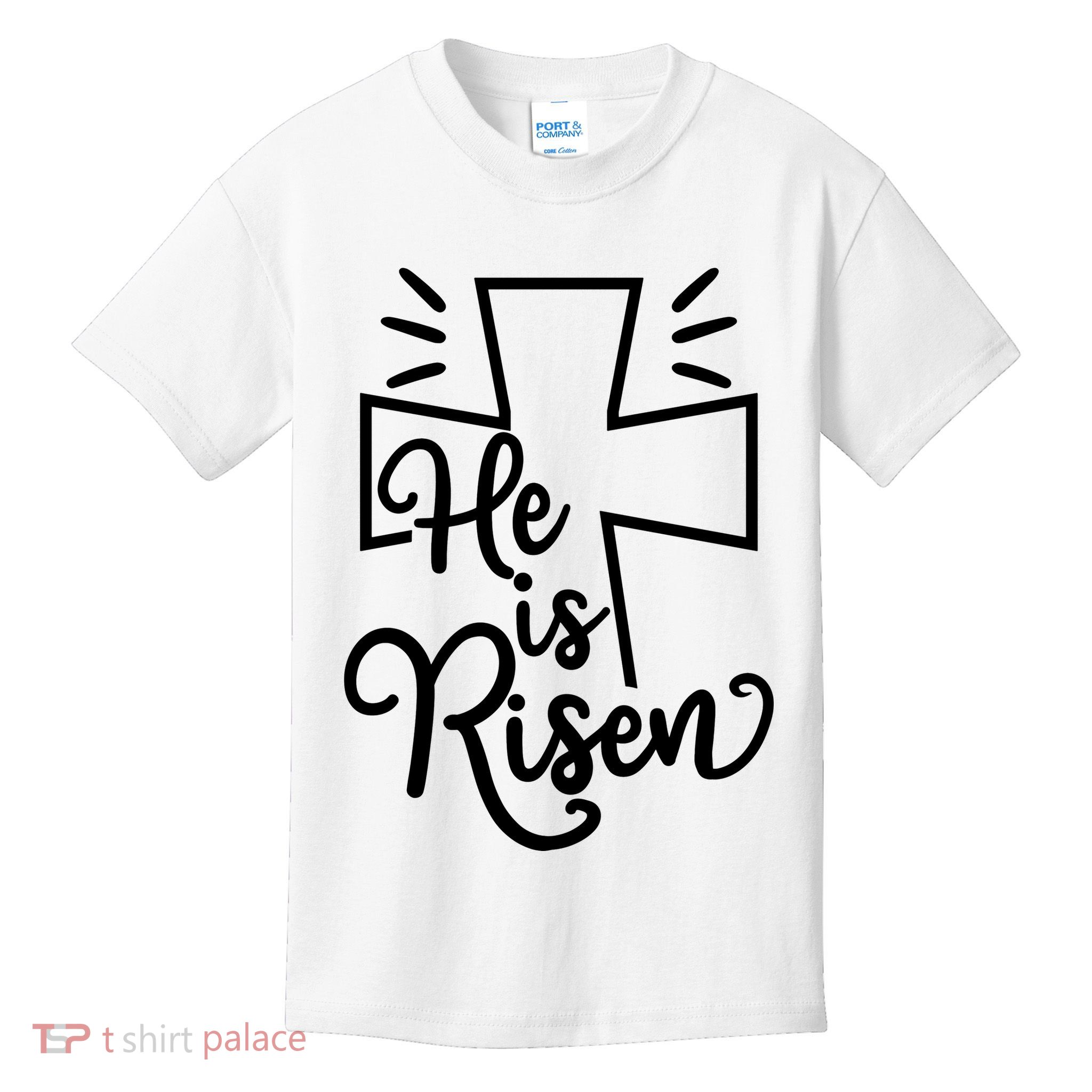 He Is Risen Jesus Cross Easter Kids T-Shirt