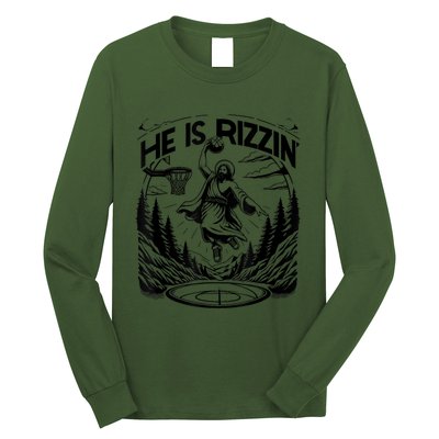 He Is Rizzin Funny Basketball Christian Religious Long Sleeve Shirt