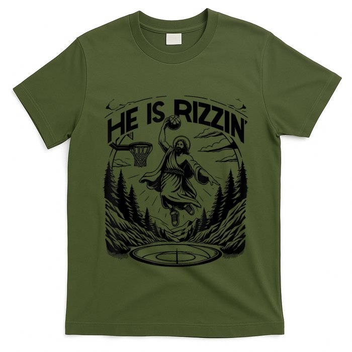 He Is Rizzin Funny Basketball Christian Religious T-Shirt