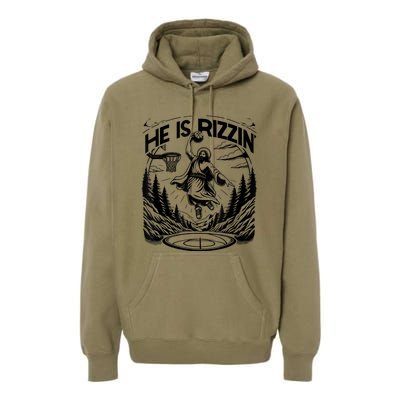 He Is Rizzin Funny Basketball Christian Religious Premium Hoodie