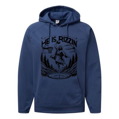 He Is Rizzin Funny Basketball Christian Religious Performance Fleece Hoodie