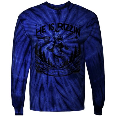 He Is Rizzin Funny Basketball Christian Religious Tie-Dye Long Sleeve Shirt