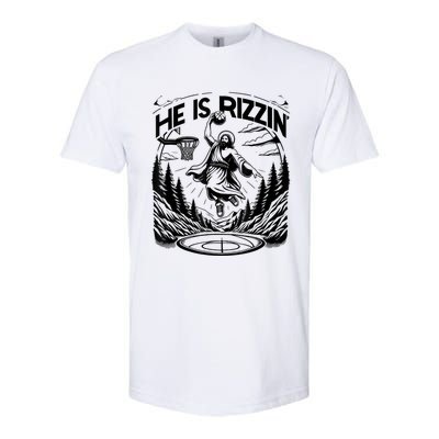 He Is Rizzin Funny Basketball Christian Religious Softstyle CVC T-Shirt