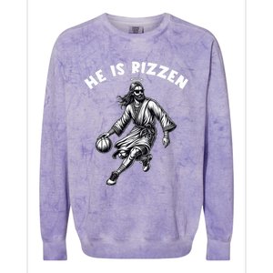 He Is Rizzen Jesus Playing Basketball Funny Easter Day Colorblast Crewneck Sweatshirt