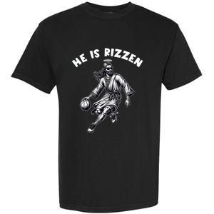 He Is Rizzen Jesus Playing Basketball Funny Easter Day Garment-Dyed Heavyweight T-Shirt