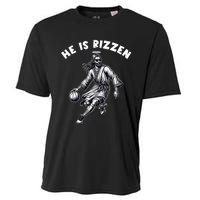 He Is Rizzen Jesus Playing Basketball Funny Easter Day Cooling Performance Crew T-Shirt