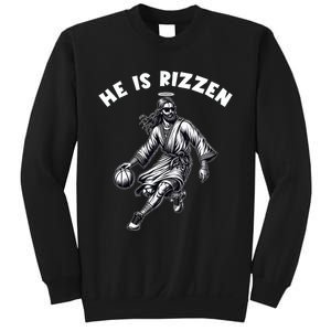 He Is Rizzen Jesus Playing Basketball Funny Easter Day Sweatshirt