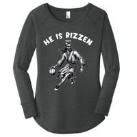 He Is Rizzen Jesus Playing Basketball Funny Easter Day Women's Perfect Tri Tunic Long Sleeve Shirt