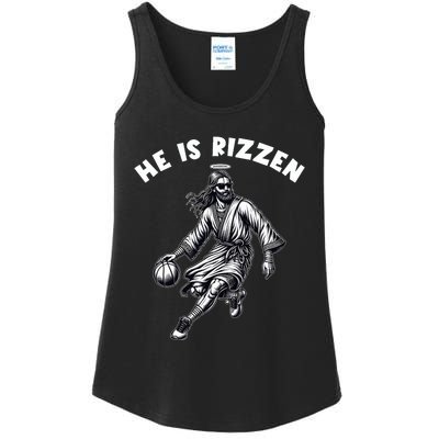 He Is Rizzen Jesus Playing Basketball Funny Easter Day Ladies Essential Tank