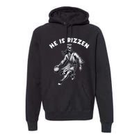 He Is Rizzen Jesus Playing Basketball Funny Easter Day Premium Hoodie