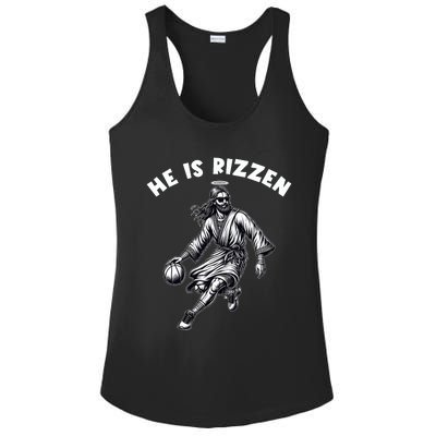 He Is Rizzen Jesus Playing Basketball Funny Easter Day Ladies PosiCharge Competitor Racerback Tank