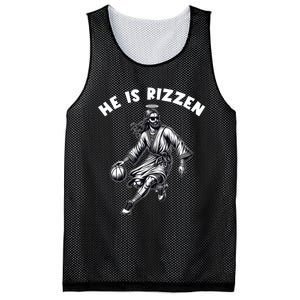 He Is Rizzen Jesus Playing Basketball Funny Easter Day Mesh Reversible Basketball Jersey Tank