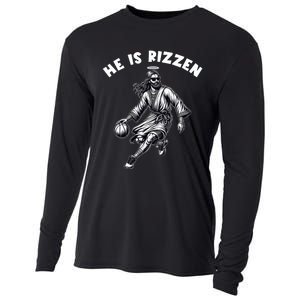 He Is Rizzen Jesus Playing Basketball Funny Easter Day Cooling Performance Long Sleeve Crew