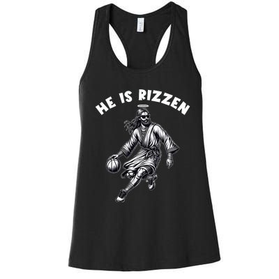 He Is Rizzen Jesus Playing Basketball Funny Easter Day Women's Racerback Tank