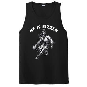 He Is Rizzen Jesus Playing Basketball Funny Easter Day PosiCharge Competitor Tank