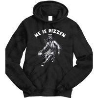 He Is Rizzen Jesus Playing Basketball Funny Easter Day Tie Dye Hoodie