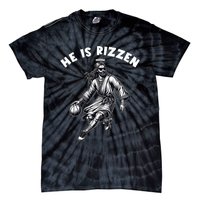 He Is Rizzen Jesus Playing Basketball Funny Easter Day Tie-Dye T-Shirt