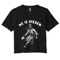 He Is Rizzen Jesus Playing Basketball Funny Easter Day Women's Crop Top Tee