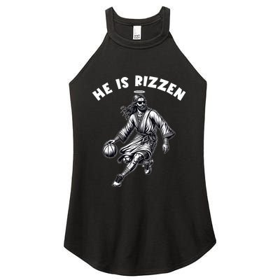 He Is Rizzen Jesus Playing Basketball Funny Easter Day Women’s Perfect Tri Rocker Tank