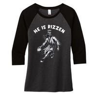 He Is Rizzen Jesus Playing Basketball Funny Easter Day Women's Tri-Blend 3/4-Sleeve Raglan Shirt