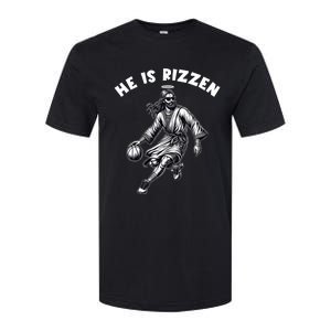 He Is Rizzen Jesus Playing Basketball Funny Easter Day Softstyle CVC T-Shirt