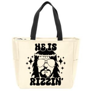 He Is Rizzin Funny Easter Day Retro Christian Religious Zip Tote Bag