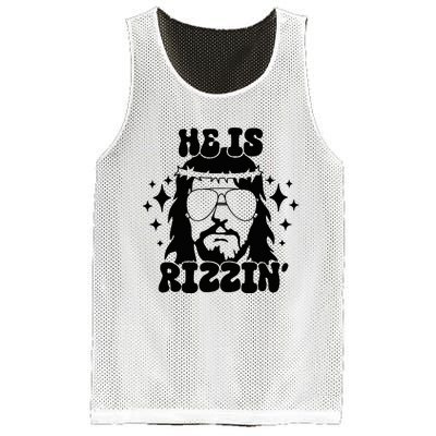 He Is Rizzin Funny Easter Day Retro Christian Religious Mesh Reversible Basketball Jersey Tank