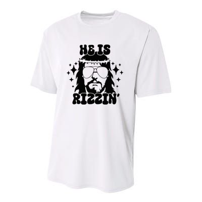 He Is Rizzin Funny Easter Day Retro Christian Religious Youth Performance Sprint T-Shirt