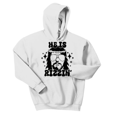 He Is Rizzin Funny Easter Day Retro Christian Religious Kids Hoodie