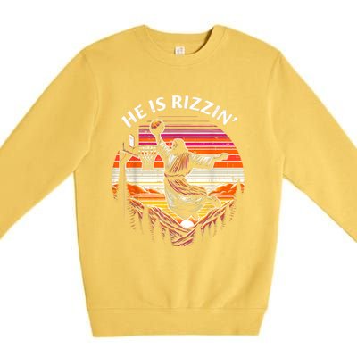 He Is Rizzin Jesus Basketball Easter Christian Premium Crewneck Sweatshirt