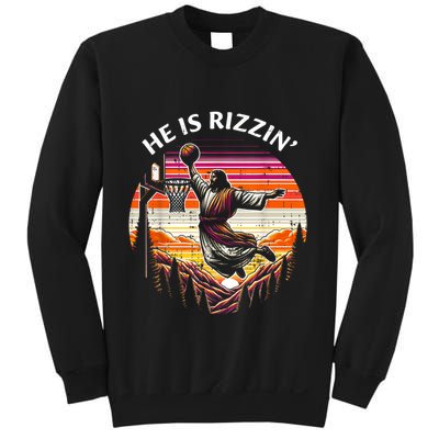 He Is Rizzin Jesus Basketball Easter Christian Sweatshirt