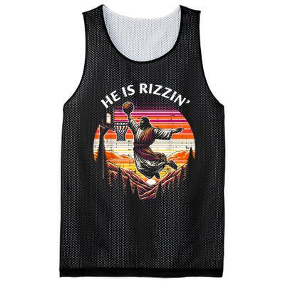 He Is Rizzin Jesus Basketball Easter Christian Mesh Reversible Basketball Jersey Tank