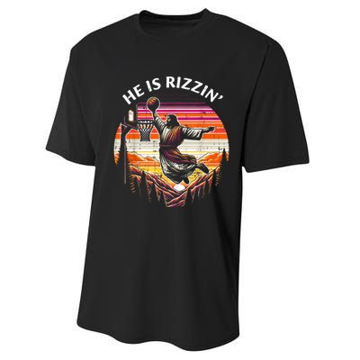 He Is Rizzin Jesus Basketball Easter Christian Performance Sprint T-Shirt