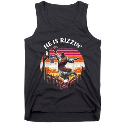 He Is Rizzin Jesus Basketball Easter Christian Tank Top