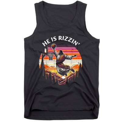 He Is Rizzin Jesus Basketball Easter Christian Tank Top