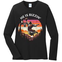 He Is Rizzin Jesus Basketball Easter Christian Ladies Long Sleeve Shirt