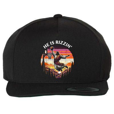 He Is Rizzin Jesus Basketball Easter Christian Wool Snapback Cap