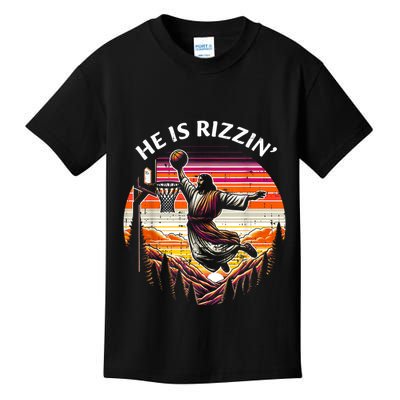 He Is Rizzin Jesus Basketball Easter Christian Kids T-Shirt