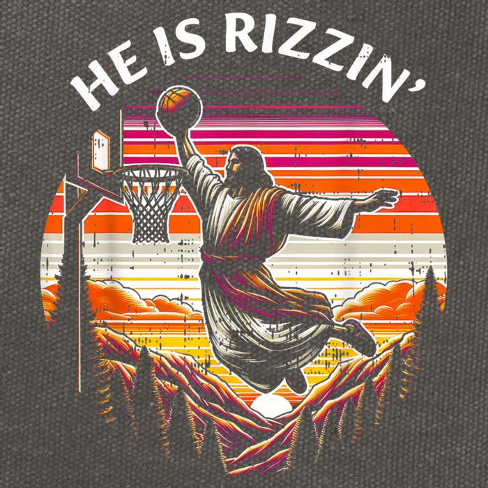 He Is Rizzin Jesus Basketball Easter Christian Cotton Canvas Backpack