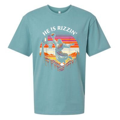 He Is Rizzin Jesus Basketball Easter Christian Sueded Cloud Jersey T-Shirt