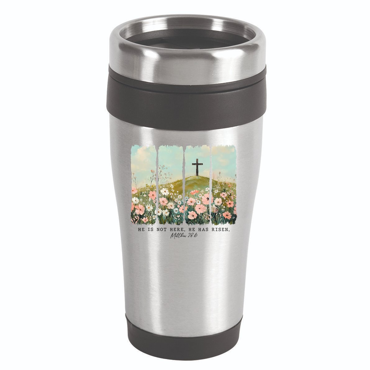 He Is Risen Christian Wildflower Happy Easter 16oz Travel Tumbler