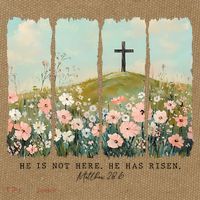 He Is Risen Christian Wildflower Happy Easter Cotton Canvas Backpack