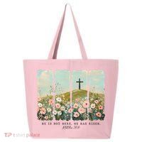 He Is Risen Christian Wildflower Happy Easter 25L Jumbo Tote